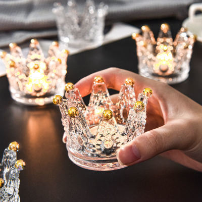 Pinxiu Crown Glass Candle Ornaments Jewelry Rack Creative Crystal Glass Candlestick (One Piece Dropshipping)