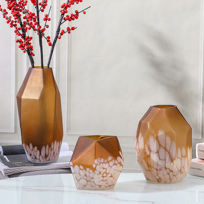 New Geometric Prismatic Retro Transparent Glass Vase Modern Minimalist Hydroponic Vase Home Decoration Ornaments