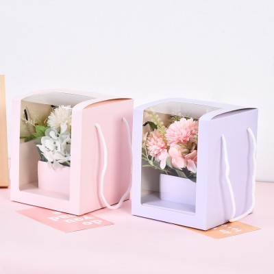 Holiday Window Portable Gift Box Square Warm House Flower Box Ins Internet Celebrity Flower Bouquet Box Gift Box