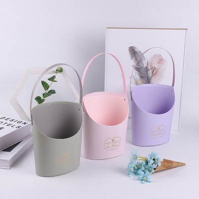 Factory Creative Portable Bouquet Wrapping Paper Basket Simple Home Flower Arrangement Flower Basket Oval Fruit Gift Basket