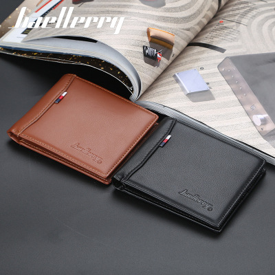 Baellerry Wallet Men's Short Korean Style Thin Multi Card Slots Wallet Fashion Plain Soft Leather Man's Wallet