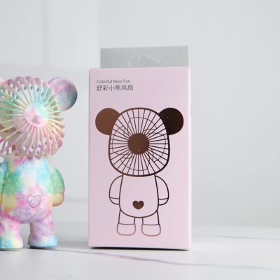 Shining Hu Shu Cai Bear Fashion Colorful Fan Starry Sky Rechargeable