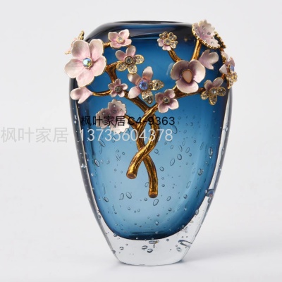 Antique New Enamel Glass Vase Living Room Decoration Handmade Creative and Slightly Luxury Home Curio Cabinet Artwork
