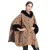 2023 European and American plus Size Loose Leopard Print Fur Collar Hooded Knit Cardigan Coat Female Cape and Shawl 1531#