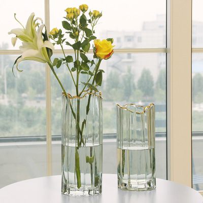 Nordic Glass Vase Transparent Simple Creative Living Room Flower Arrangement Water Lily Rose Flower Dining Table Flower Decoration
