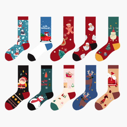 Socks New Creative Christmas Stockings Snowman Santa Claus Cartoon Tube Socks Autumn and Winter European and American Christmas Stockings