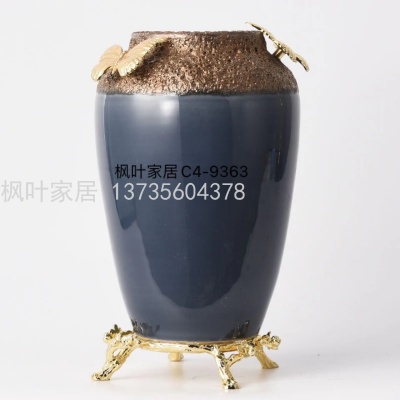 Antique Creative New Chinese Ceramic Decoration Living Room TV Cabinet Home Small Vase Office Decorations Flower Ware