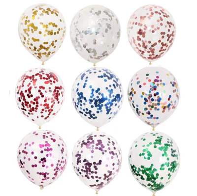 12-Inch Transparent Paper Scrap Sequin Balloon Color Aluminum Foil Sequin Balloon Holiday Party Wedding Room Decoration