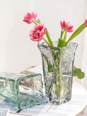 Spanish Style Light Luxury Internet Hot Glass Vase Transparent Hydroponic Handmade Vase Nordic Living Room Flower Arrangement Decoration
