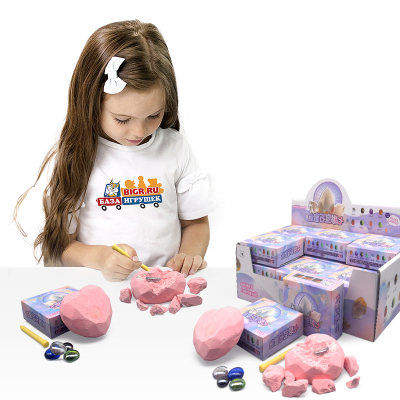 New Archaeological Peach Heart Gem Guess Box DIY Handmade Mining Toys Kindergarten Girl Gift Factory Direct Supply