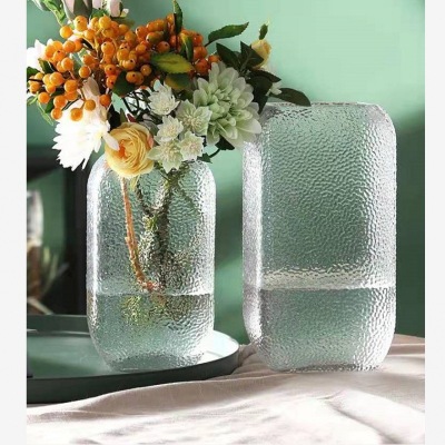 Minimalist Creative American Transparent Glass Vase Flowers Raindrops Pattern Home Dining Table Living Room Hydroponic Flower Arrangement Vase