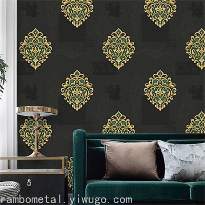 Fashion PVC Wallpaper European-Style High-End Classic Bright and Dark Refreshing Pattern Deep Embossed Wallpaper