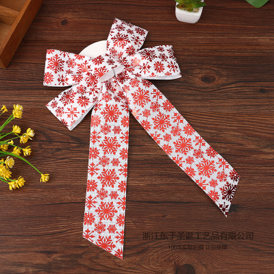 Christmas Thanksgiving Garland Bow Red Snowflake Bow Tree Decoration Autumn Decoration Christmas Tree Hanging Ornament