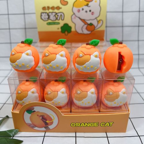 New Korean Creative Animal Shape Pen Planer Cute Orange Meow Silicone Rabbit Pencil Sharpener Pencil Sharpener Stationery 
