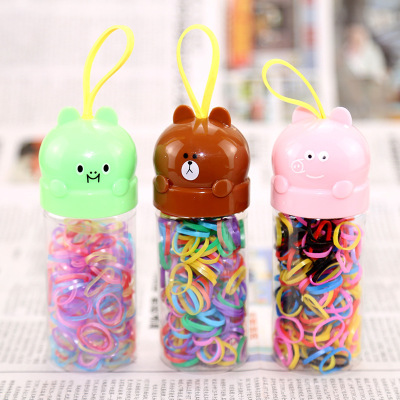 Little Dog Bear Plastic Boxed Children's Color Disposable Rubber Band Japanese and Korean Style Hair Accessories Hair Rope Rubber Band Circle