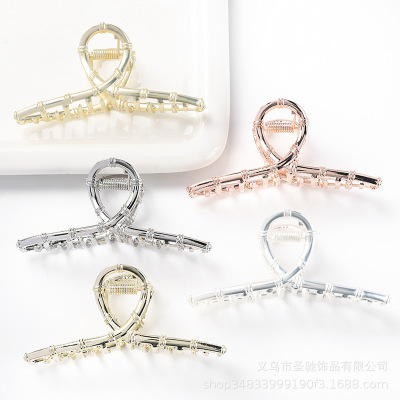 Korean Style Alloy Plating Matte Simple Hair Claw European and American Retro Hair Clip Hairpin Women's Fashion All-Match Large Grip