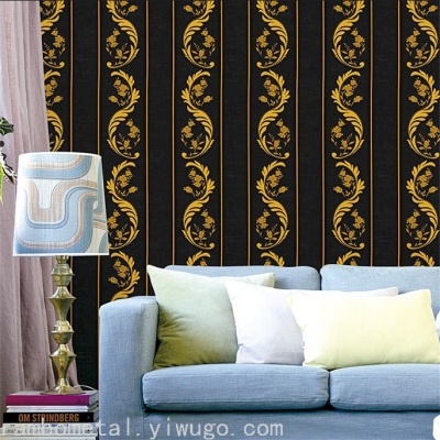 Fashion PVC Wallpaper Damascus Style Classic Striped Pattern High-End Deep Embossed Wallpaper