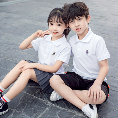 Children's Solid Color Striped Lapel T-shirt  Short Sleeve Polo Shirt Summer Casual Children's Clothing Top Wholesale