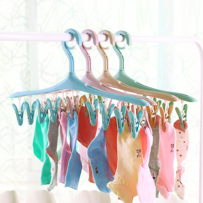 8 Clips Windproof Buckle Multifunctional Hanger Plastic Clothes Drying Rack Socks Underwear Clothes Rack Clothes Hanging