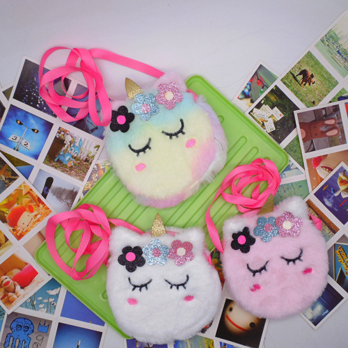 cute plush unicorn crossbody mini bag children coin purse bag kindergarten gifts
