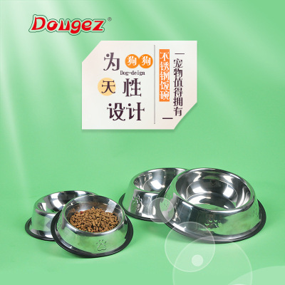Stainless Steel Cat Bowl Dog Bowl Spot Footprints Anti-Shift Pet Food Basin Anti-Tumble Drinking Water Feeding Pet Bowl