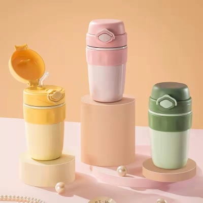 New Vacuum Cup 316 Stainless Steel Copper Plated Portable Straw Cup Creative Female Student Water Cup Bounce Cover Gift