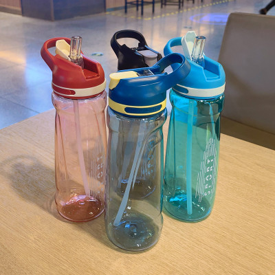 Straw Plastic Cup Men and Women Fitness Sports Water Bottle Summer Portable Anti-Fall Adults Student Portable Creative Handy Cup
