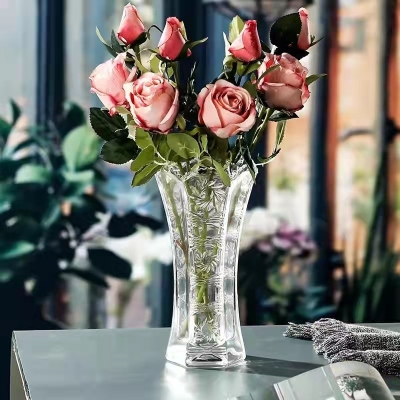 Transparent Crystal Glass Vase Wholesale Light Luxury Home Living Room Rose Flower Vase Flower Arrangement Hydroponics Home Ornaments