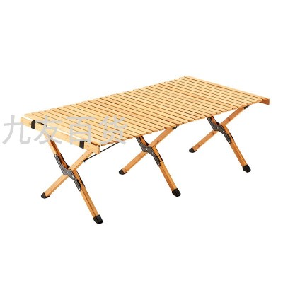 Cross-Border Portable Outdoor Folding Storage Table Picnic Barbecue Camping Table Travel Camping Bamboo Egg Roll Table