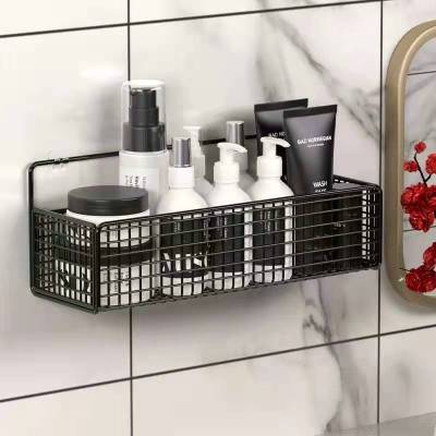 Iron Grid Hanging Basket Wall-Mounted Storage Rack Kitchen Bathroom Shelf Storage Basket