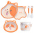 Bamboo Fiber Children's Tableware Set Cartoon Solid Food Bowl Baby Eating Compartments Plate Children's Dinner Plate Spoon Fork Cup