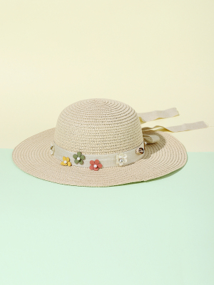 Korean Summer Sweet Little Daisy Rivet Small Flat Straw Hat Vacation Beach Belt Buckle Sun Hat Female Korean Fashion