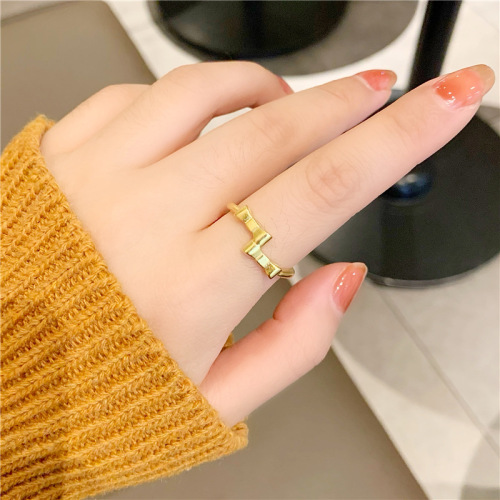 jindian same style simple vietnam placer gold ring hand jewelry double bow opening small ring female no color fading