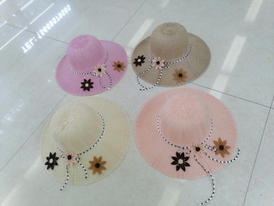 New Summer Sunshade Summer Hat Women's Big Brim Travel Outdoor Sun Hat Flowers