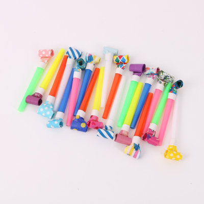 Wholesale Large Paper Head Blowouts Plastic Blowouts Whistle Children's Birthday Toys Cheerleading Dance Props Party Horn