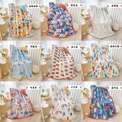 Factory Wholesale Washed Cotton Summer Quilt Airable Cover Cartoon Children Kindergarten Duvet Student Dormitory Gift Quilt