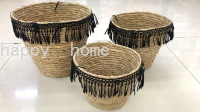 Straw Baskets Ins Home Creative Woven Rattan Flower Arrangement Dried Flower Basket Living Room Storage Basket