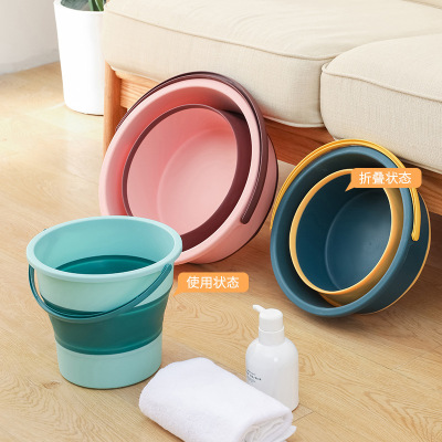 Portable Outdoor Foldable Bucket Plastic Bucket Household Foot Barrel Dormitory Bucket Cleaning Bucket Wholesale