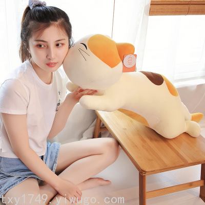 Factory Direct Sales Cartoon Cute Smile Soft and Adorable Cat Doll Doll Soothing Pillow Girl Cushion Cross-Border Hot Selling