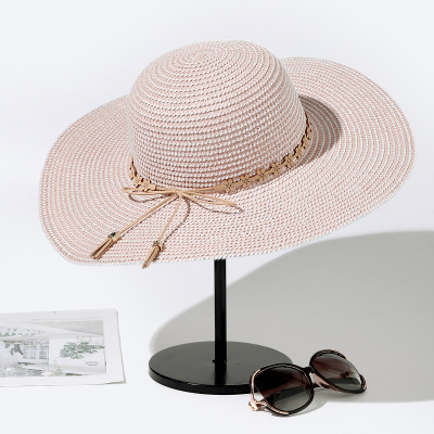 Straw Hat Women's Summer Big Brim Sun-Proof Sun Hat Travel Beach Sun Hat Seaside Folding Korean Style Trendy All-Matching