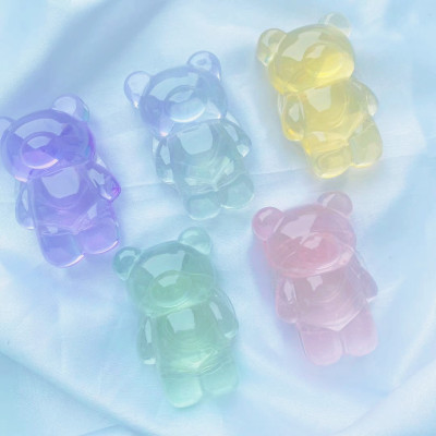 Three-Dimensional Bear Bracket Transparent Bear Retractable Mobile Phone Bracket Color Cartoon Bear Folding Support Stand Wholesale