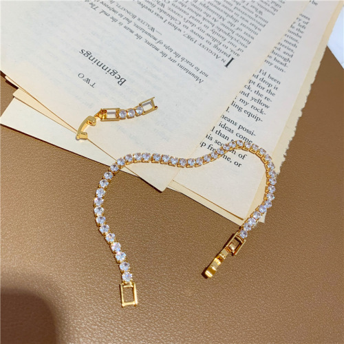 simple beautiful square zircon copper plating 18k gold bracelet jewelry adjustable micro rhinestone bangle bracelet for women wholesale