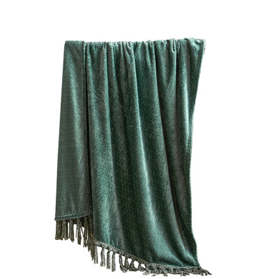 Customized Blanket Double-Sided Velvet Gift Velvet Blanket Solid Color Nordic Tassel Blanket Solid Color Noon Wheat Casual Blanket Cover Blanket