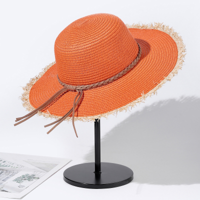 Summer Ultra-Fine Hand-Woven Straw Hat Women's Travel Anti-DDoS Sun Hat Color Matching Foldable Sun Hat Japanese Style Curling