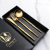 A Amazon 304 Stainless Steel Western Food/Steak Knife, Fork and Spoon Gift Box Hotel Sanding Gold Portuguese Tableware
