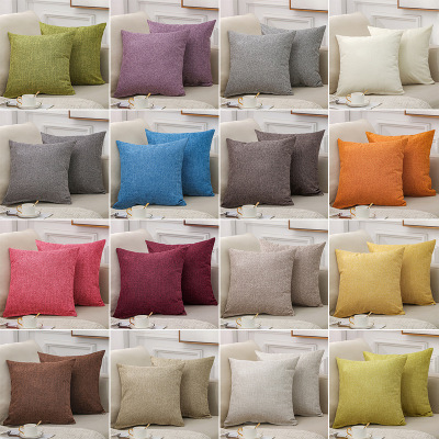 Solid Color Linen Sofa Cushion Living Room Pillows Bedside Large Backrest Pillow Cover without Core Cotton and Linen Pillow