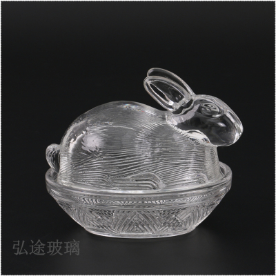 Crystal Rabbit Glass Storage Box Cosmetic Case Jewelry with Lid Note Box Candy Snack Storage Soap Box Ornaments