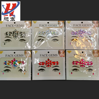 DIY Star Party Eyebrow Diamond Sticker Halloween Beauty Face Pasters Acrylic-Based Resin Diamond Sticker EDM Diamond Sticker Face Pasters