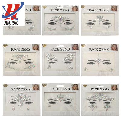 Fashion Beauty Stick-on Crystals Creative Stage Performance Ball Face Rhinestone Tattoo Sticker Stick-on Crystals Diamond Sticker Face Decoration Evening Party