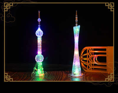 Light Oriental Pearl Tower Guangzhou Tower Night Light Colorful Color Changing Small Waist